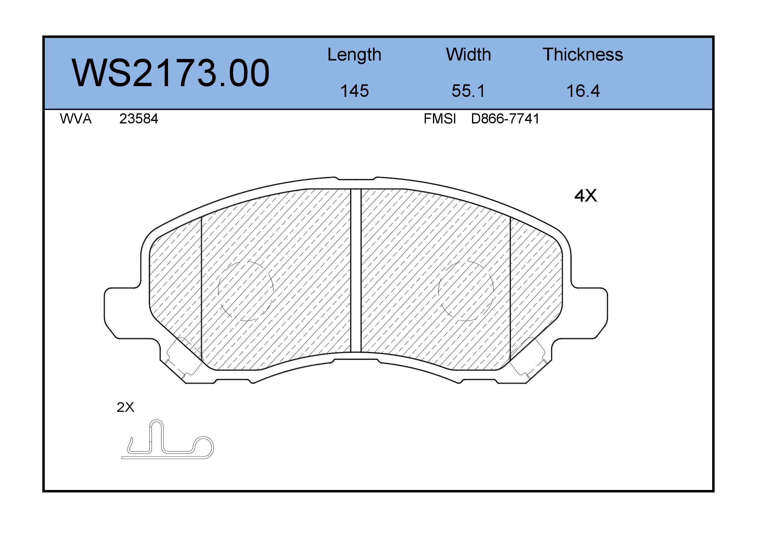 Передние тормозные колодки JEENICE WS2173.00  