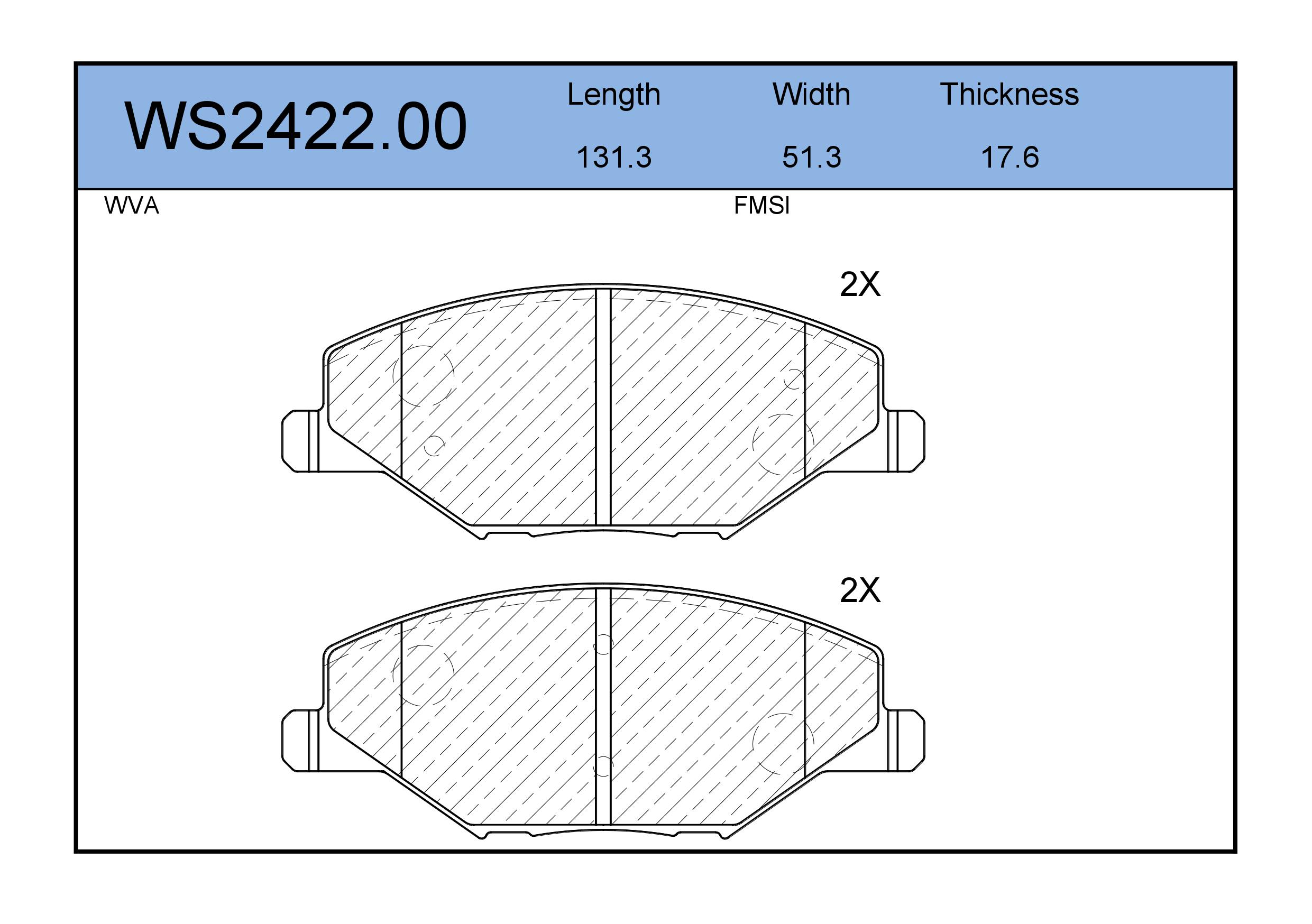 Передние тормозные колодки JEENICE WS2422.00  